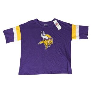 Minnesota Vikings NFL Football T-Shirt Purple‎ Gold White Stripes